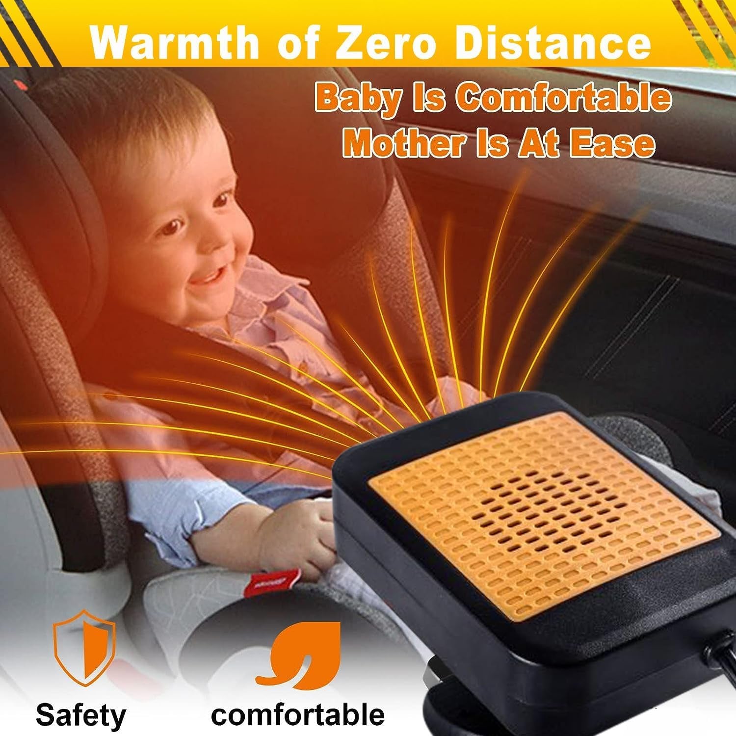 Efficient 12V Portable Car Heater & Defroster – 200W Fast Heating & Cooling Fan with 360° Rotatable Base for Winter Driving in Cars, Trucks, SUVs, and RVs